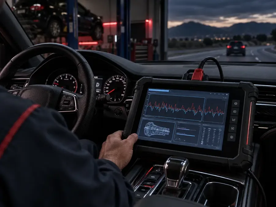 Computer scanning and road testing for transmission diagnostics